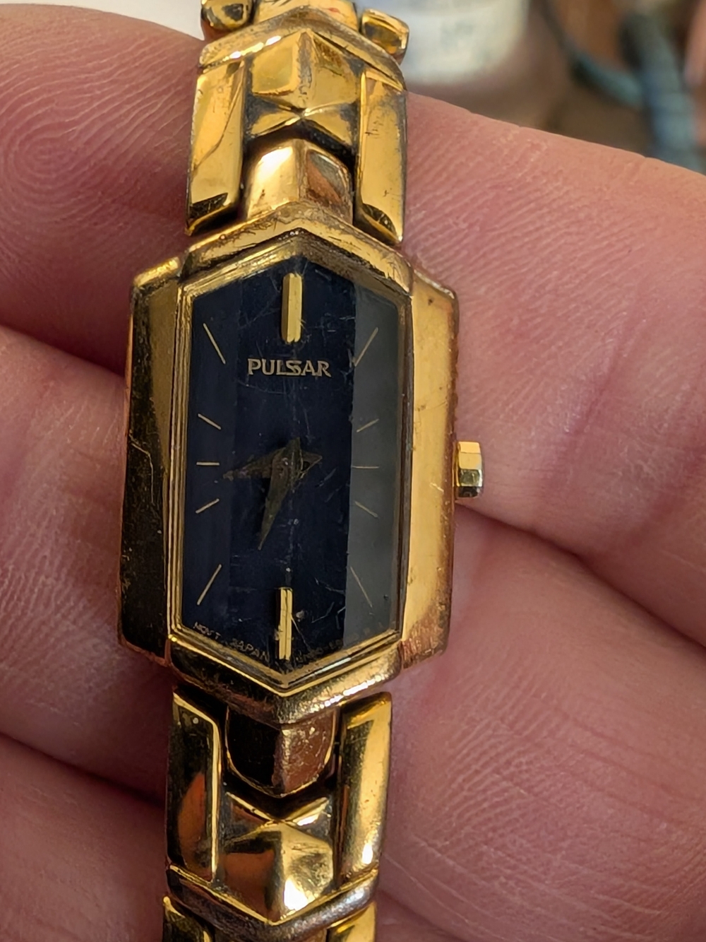Vintage Pulsar Women's Gold-Tone Blue Dial Bracelet Watch